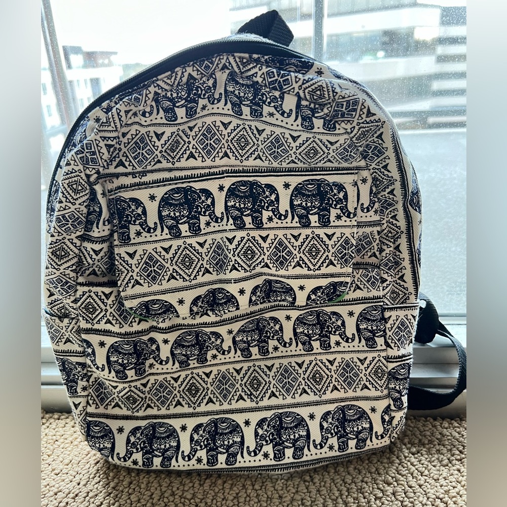 Like-New Elephant Patterned Mini Backpack - image 1
